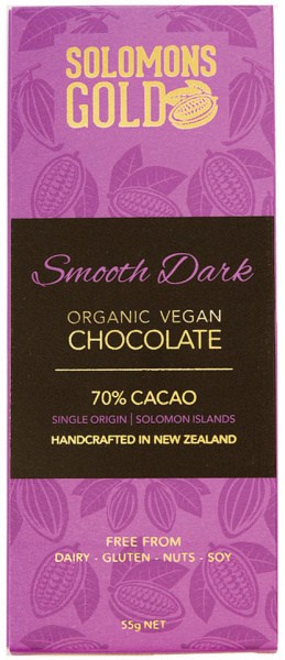 SOLOMONS GOLD Organic Vegan Smooth Dark Chocolate (70% Cacao) 55g