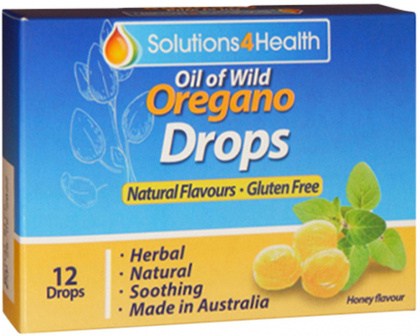 SOLUTIONS FOR HEALTH Oil of Wild Oregano Lozenge Drops Honey Flavour x 12 Pack