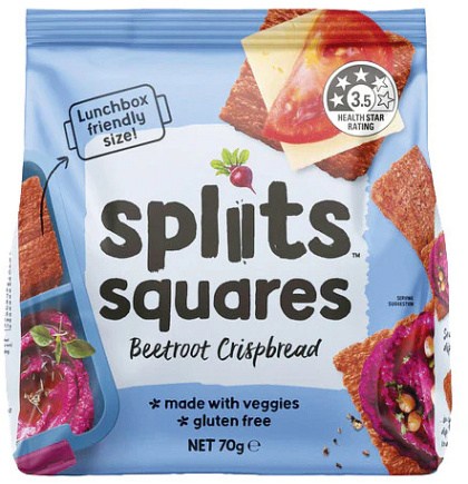 Spliits Squares Beetroot Crispbread  70g