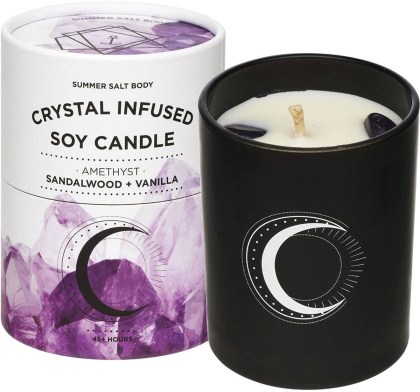 Summer Salt Body Crystal Infused Soy Candle Amethyst Sandalwood Vanilla  