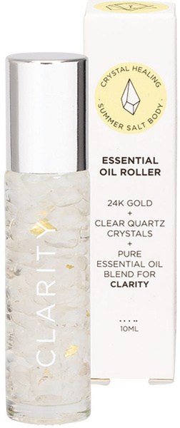 Summer Salt Body Essential Oil Roller 24K Gold Clarity Clear Quartz 10ml