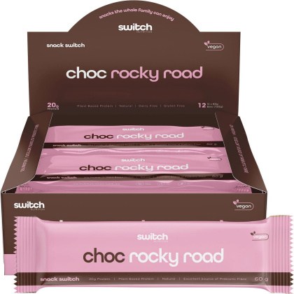 Switch Nutrition Plant Protein Bar Choc Rocky Road 12x60g