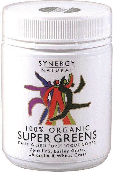 SYNERGY NATURAL Organic Super Greens (Spirulina, Chlorella, Barley Grass & Wheat Grass) Powder 200g