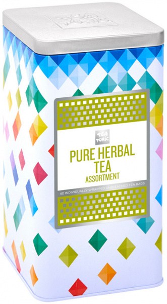 TEA TONIC Organic Tall Tin Pure Herbal Range x 40 Tea Bags