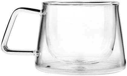 TEA TONIC (Tea for Two) Double Walled Glass Tea Cup Square Handle x 2 Pack