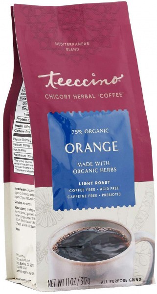 Teeccino Chicory Herbal Coffee All Purpose Grind Orange Light Roast No Caf 312g