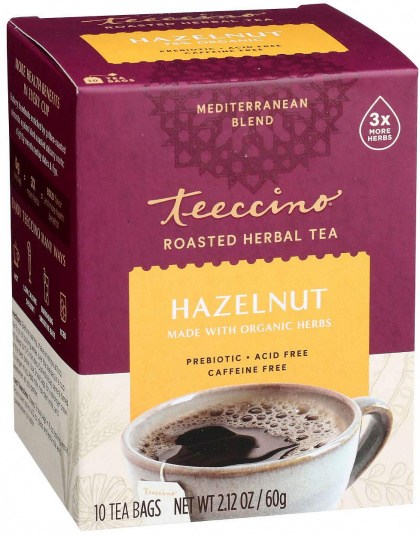 Teeccino Roasted Herbal Tea Hazelnut Medium Roast No Caf 10Teabags 60g