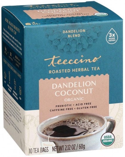 Teeccino Roasted Herbal Tea Organic Dandelion Coconut No Caf  10Teabags 60g