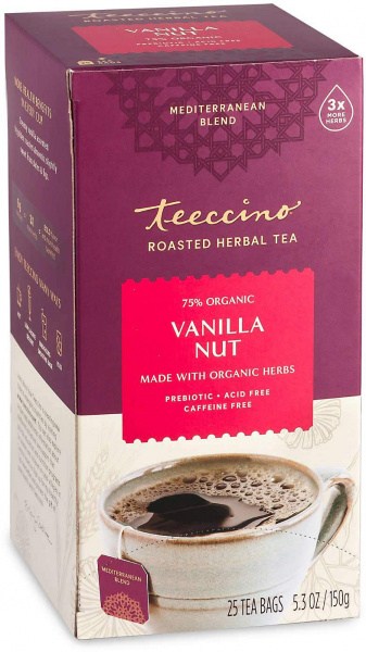 Teeccino Roasted Herbal Tea Vanilla Nut Medium Roast No Caf 25Teabags 150g