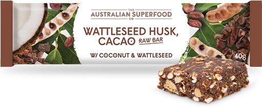 The Australian Superfood Co Wattleseed Husk, Cacao Raw Bar  12x40g