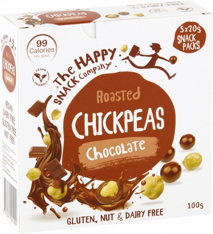 The Happy Snack Company Chickpeas D/Free Chocolate (5x20g) Snack Packs  100g
