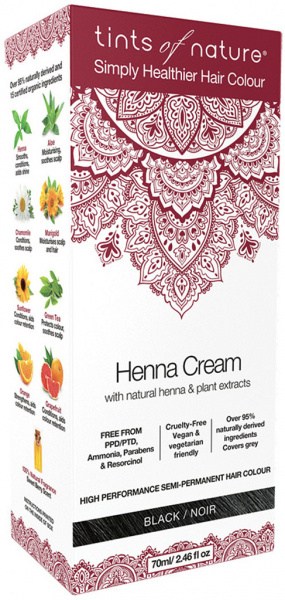TINTS OF NATURE Henna Cream (Semi-Permanent Hair Colour) Black 70ml