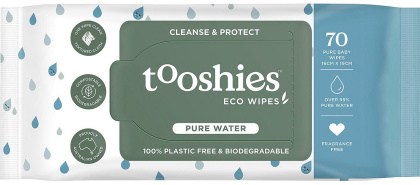 Tooshies Eco Pure Baby Wipes 99% Pure Water 70pk