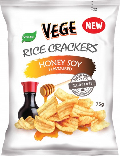 Vege Rice Crackers Honey Soy  5x75g