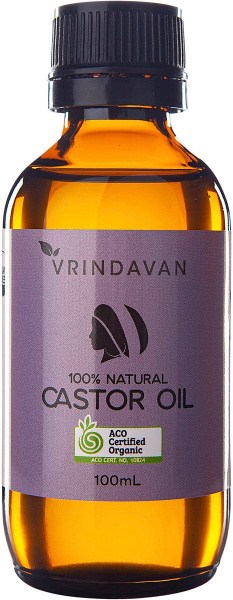 Vrindavan Castor Oil 100% Natural - Amber Glass Bottle 100ml