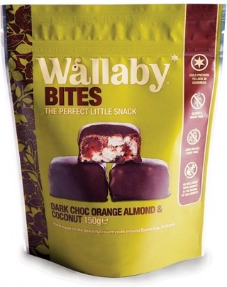 Wallaby Bites Dark Choc Orange Almond & Coconut  150g