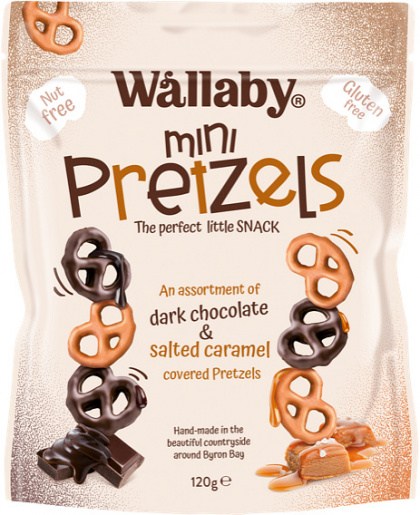 Wallaby Mini Pretzels Assortment of Dark Chocolate&Salted Caramel  120g