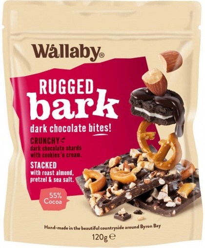 Wallaby Rugged Bark Cookies 'n Cream Pretzel & Sea Salt  120g