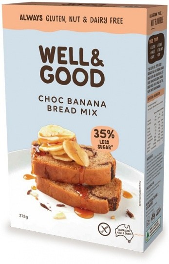 Well And Good Choc Banana Swirl Bread Mix (Red Sugar)  375g