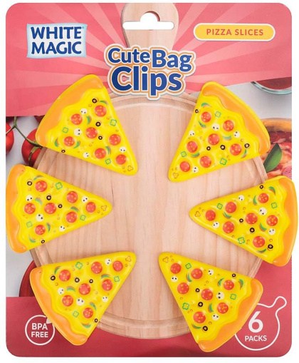 White Magic Cute Bag Clips Pizza Slices 6Pack