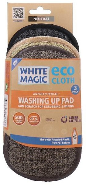 White Magic Eco Cloth Washing Up Pad 3Pack Neutral