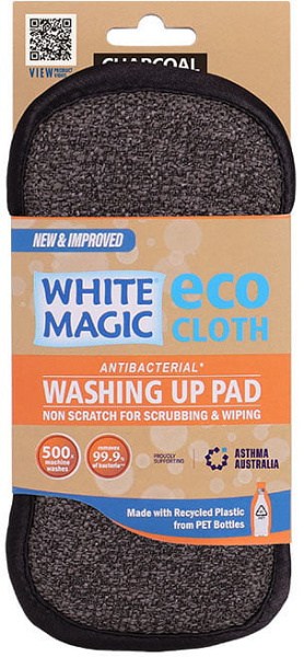 White Magic Eco Cloth Washing Up Pad Charcoal