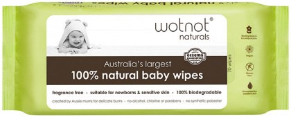 WOTNOT NATURALS 100% Natural Baby Wipes x 70 Pack