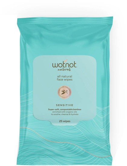 WOTNOT NATURALS All Natural Face Wipes Sensitive x 25 Pack