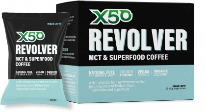 X50 Revolver MCT and Superfood Coffee Vegan Latte 20 x 10g Sachets
