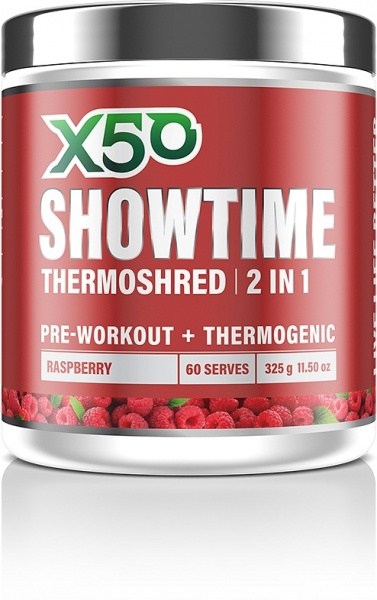 X50 Showtime Thermoshred 2 in 1 Raspberry  325g