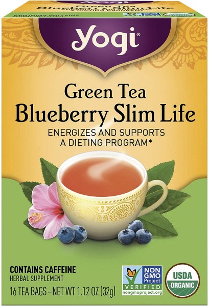 Yogi Tea Herbal Tea Bags Green Tea Blueberry Slim Life 16pk