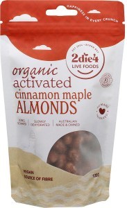 2die4 Live Foods Organic Activated Almonds Cinnamon Maple 100g