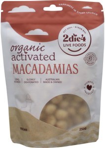 2die4 Live Foods Organic Activated Macadamias 250g