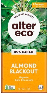 Alter Eco Chocolate Organic Dark Almonds Blackout 12x75g