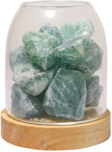 AMRITA COURT Aurora Crystal Diffuser Wooden Base with Light Green Calcite
