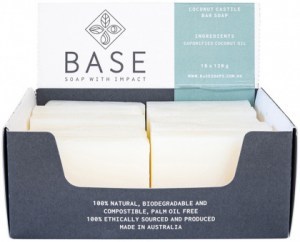 BASE (SOAP WITH IMPACT) Soap Bar Coconut Castile (Raw Bar) 120g x 10 Display