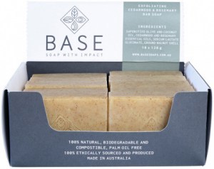 BASE (SOAP WITH IMPACT) Soap Bar Exfoliating Cedarwood Rosemary (Raw Bar) 120g x 10 Display
