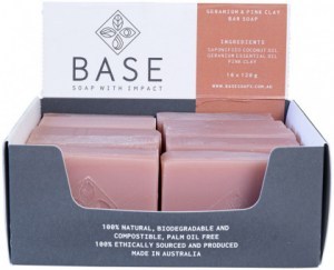 BASE (SOAP WITH IMPACT) Soap Bar Geranium & Pink Clay (Raw Bar) 120g x 10 Display