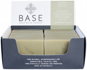 BASE (SOAP WITH IMPACT) Soap Bar Lavender & Green Clay (Raw Bar) 120g x 10 Display
