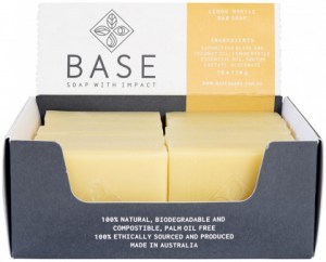 BASE (SOAP WITH IMPACT) Soap Bar Lemon Myrtle (Raw Bar) 120g x 10 Display
