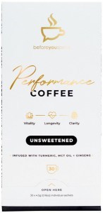 BEFORE YOU SPEAK Performance Coffee Unsweetened 30 x 4.5g Sachets