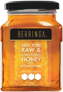 BERRINGA 100% Pure Raw & Unfiltered Honey with Honeycomb 525g