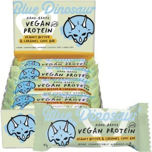 Blue Dinosaur Hand-Baked Vegan Protein Bar Peanut Butter & Caramel Choc 12x45g