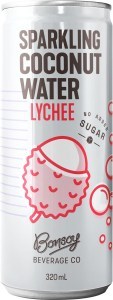 Bonsoy Sparkling Coconut Water Lychee G/F 12x320ml Cans
