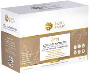 BRAIN AND BRAWN Collagen Coffee Synergy (Organic Cordyceps & MCT C8 & C10) Sachets 15g x 20 Pack