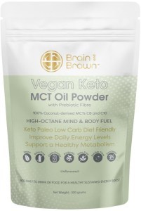 BRAIN AND BRAWN Vegan Keto MCT Oil Powder (with Prebiotic Fibre) Unflavoured 300g