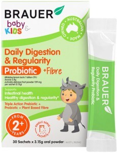 BRAUER Baby & Kids Daily Digestion & Regularity Probiotic + Fibre Sachets Oral Powder 3.15g x 30 Pac