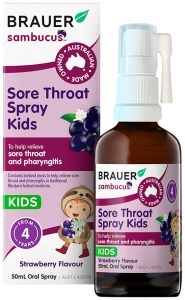 BRAUER Sambucus Kids Sore Throat Spray Strawberry Flavour Oral Spray 50ml