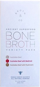 Broth & Co Grass Fed Beef Bone Broth Variety Pack 5g Sachets (Box of 12) 60g