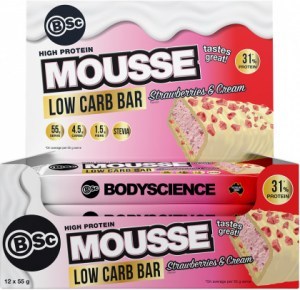 BSc High Protein Low Carb Mousse Bars Strawberries & Cream 12x55g